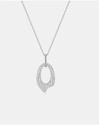 Ania Haie - Ania Haie Silver Pave Arrow Pendant Necklace