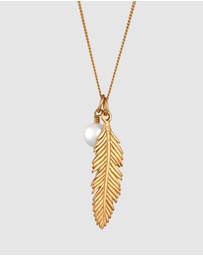Elli Jewelry - Necklace Feather Shell Pearl 925 Sterling Silver Gold-plated