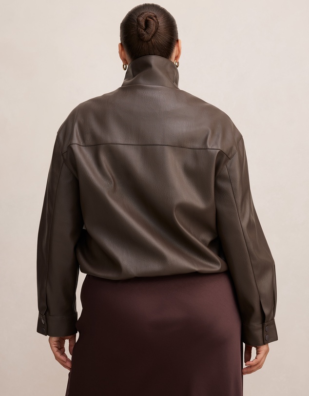 Forever New Curve - Angela Curve Oversized Vegan Leather Bomber Jacket