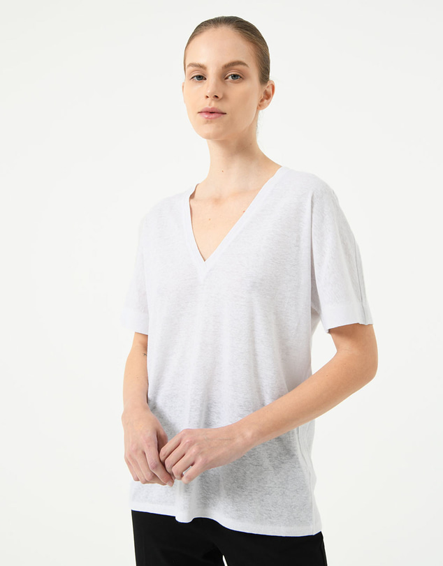 Forcast - Brussels Linen V-Neck Tee