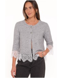 Petal & Pup - Helga Lace Trim Cardigan - Grey