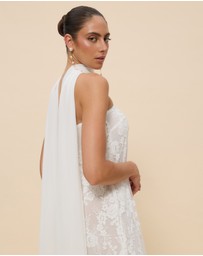 CHANCERY - Sana Strapless Sheer Lace Maxi Dress with Scarf
