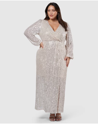 Pink Dusk by Curve Project - All I Want Sequin Maxi Dress