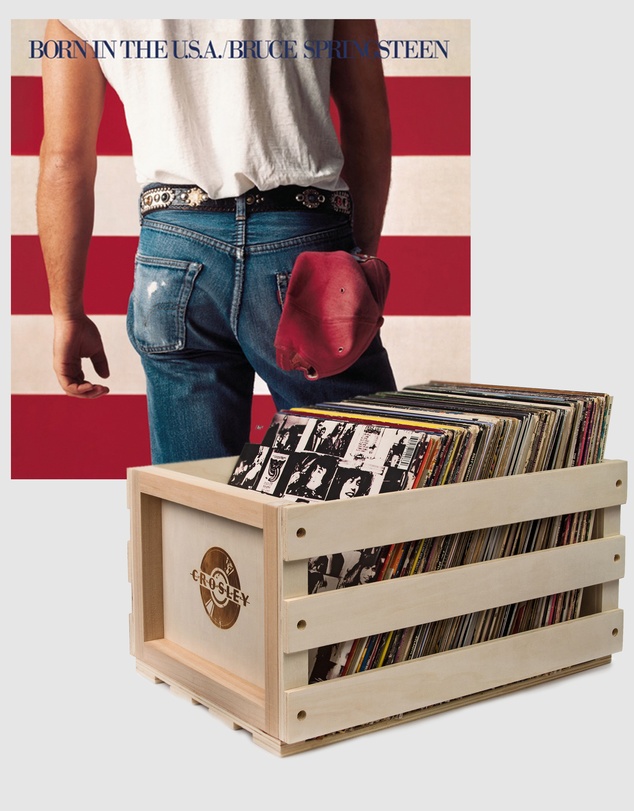Sony Music - Crosley Record Storage Crate Bruce Springsteen Born In The U.S.A Vinyl Album Bundle