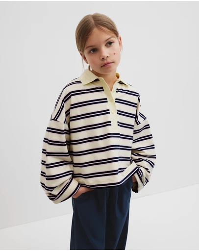 Country Road - Teen Organically Grown Cotton Long Sleeve Stripe Rugby Top