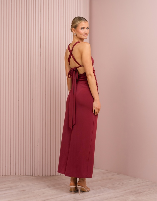 Azzurielle - Lorial Halter Cross Back Dress