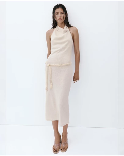 M.N.G - Halter Knit Dress with Belt