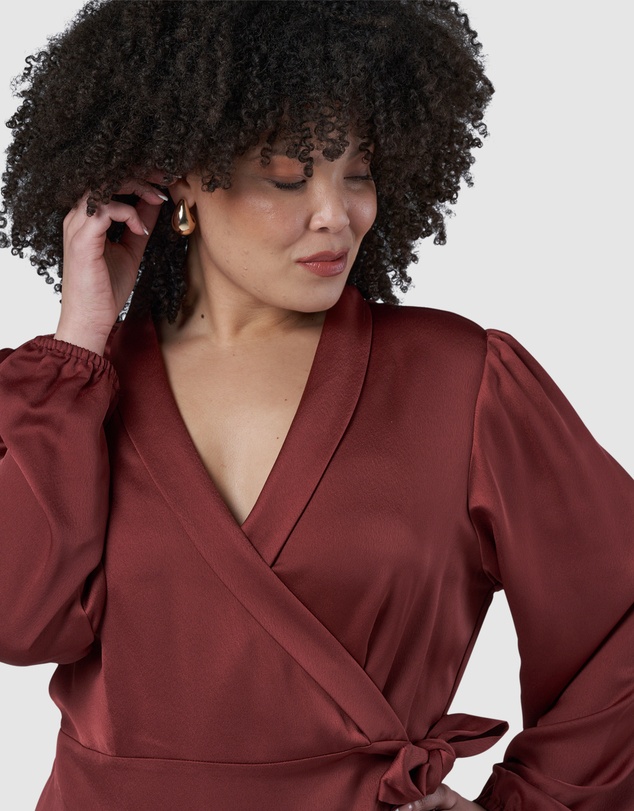 Pink Dusk by Curve Project - Girl Crush Satin Wrap Dress