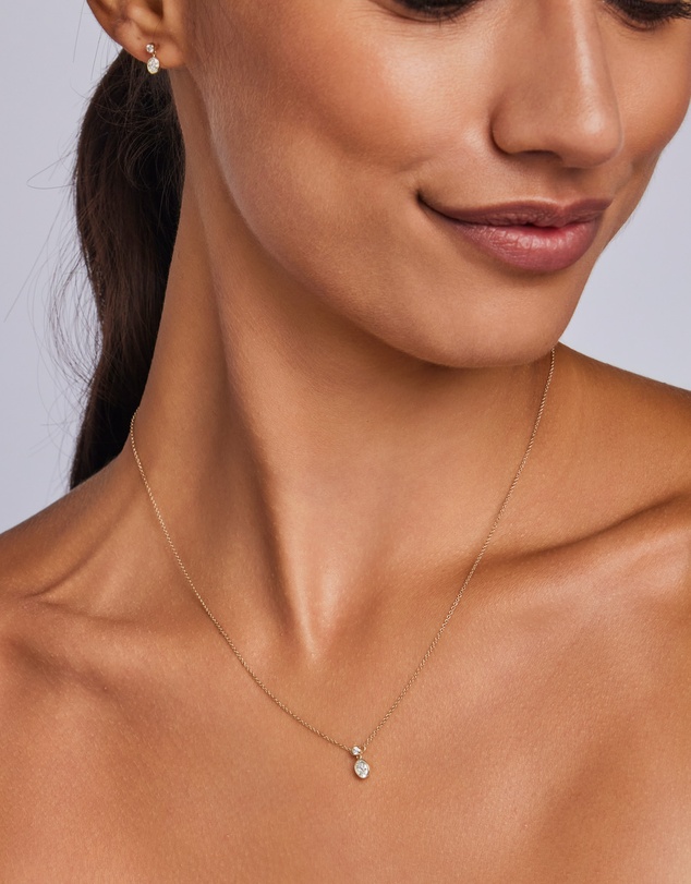 Zoe Olivia - 9K Gold Oval Lab Grown Diamond Drop Earrings