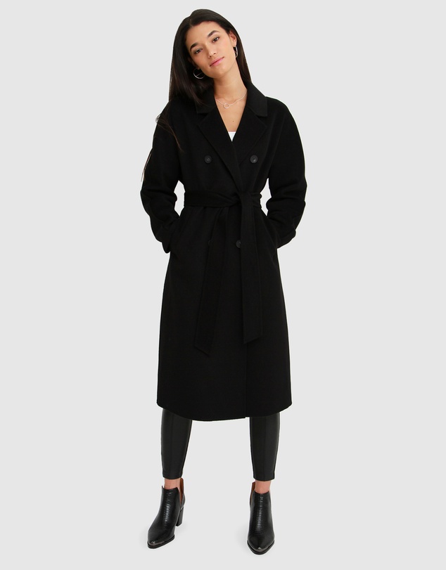 Belle & Bloom - Boss Girl Double-Breasted Lined Wool Coat