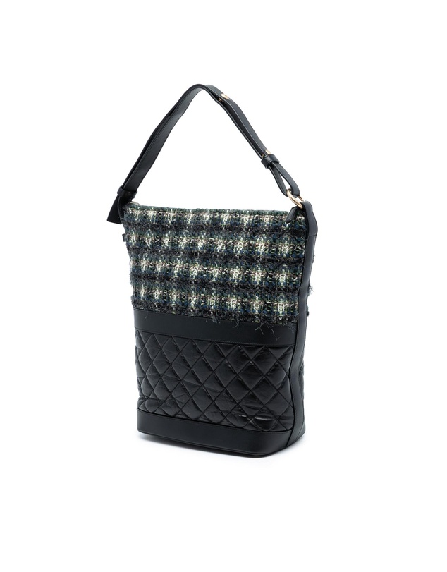 Pre-Loved by Azura Reborn - Pre-Loved Quilted Aged Calfskin and Tweed Casual Style Hobo