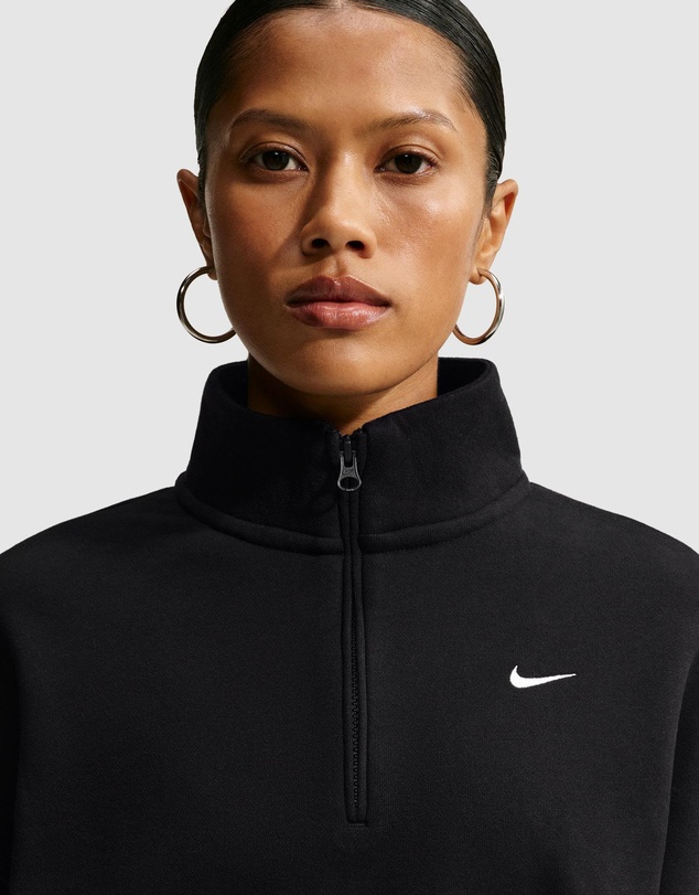 Nike - Studio Fleece Medium Weight Oversized 1/4-Zip Cropped Top