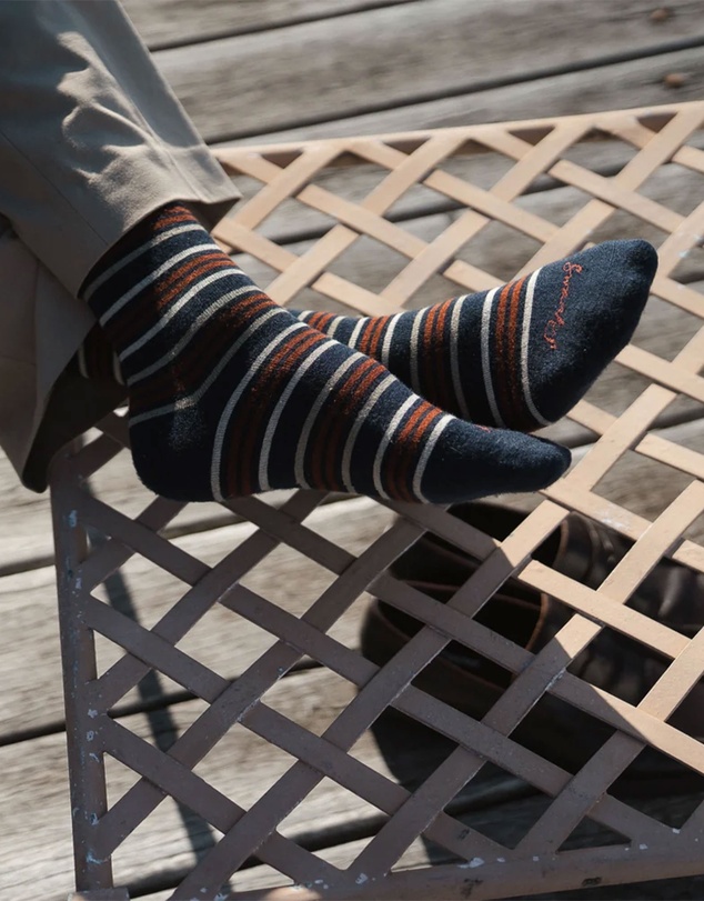 Swanky Socks - Navy Rust Stripe