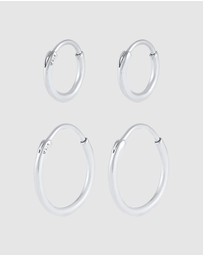 Kuzzoi - ICONIC EXCLUSIVE - Earrings Creole Set Duo Basic in 925 Sterling Silver