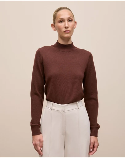 Trenery - Merino Mock Neck in Espresso