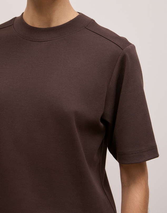 Trenery - Cotton Modal Interlock T-shirt in Coffee Bean