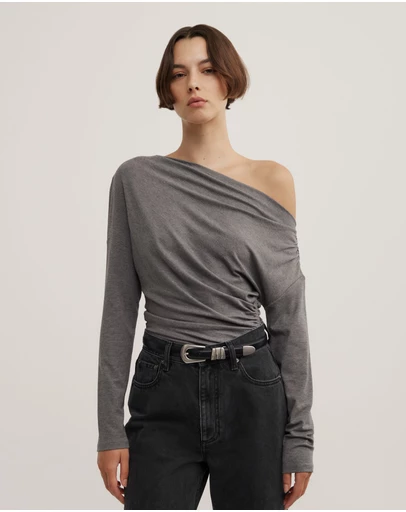 Witchery - Asymmetric Draped Long Sleeve Top