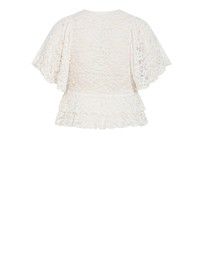 City Chic - Plus size Lily Lace Top - creme