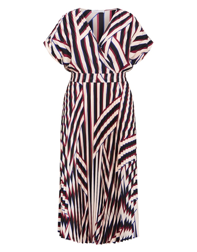 City Chic - Plus size Eloisa Timeless Stripe Pleat Dress - bone
