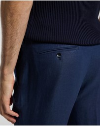 Calibre - Textured Linen Blend Pants Denim Blue