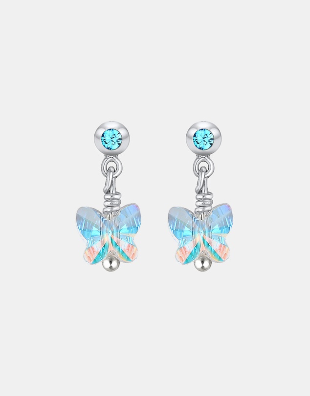 Elli Jewelry - Crystal Butterfly Kids Stud Earrings in 925 Silver