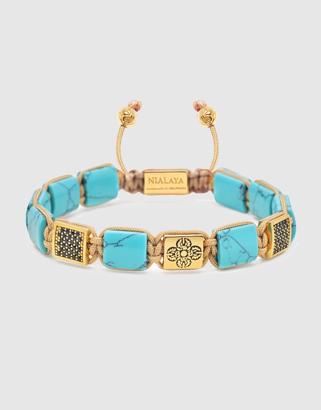 Nialaya Jewellery - The Dorje Flatbead Collection Turquoise and Gold