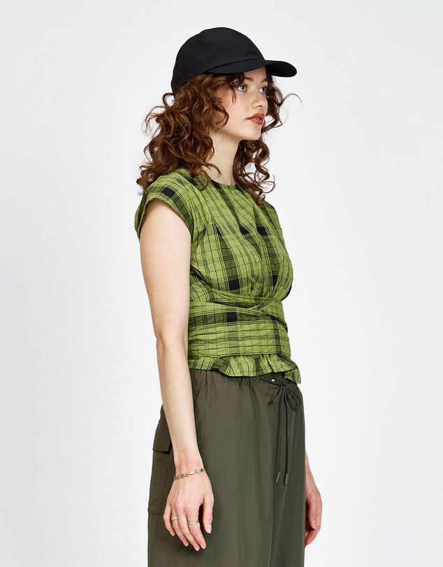 bul - Sarang Top Olive Black Check
