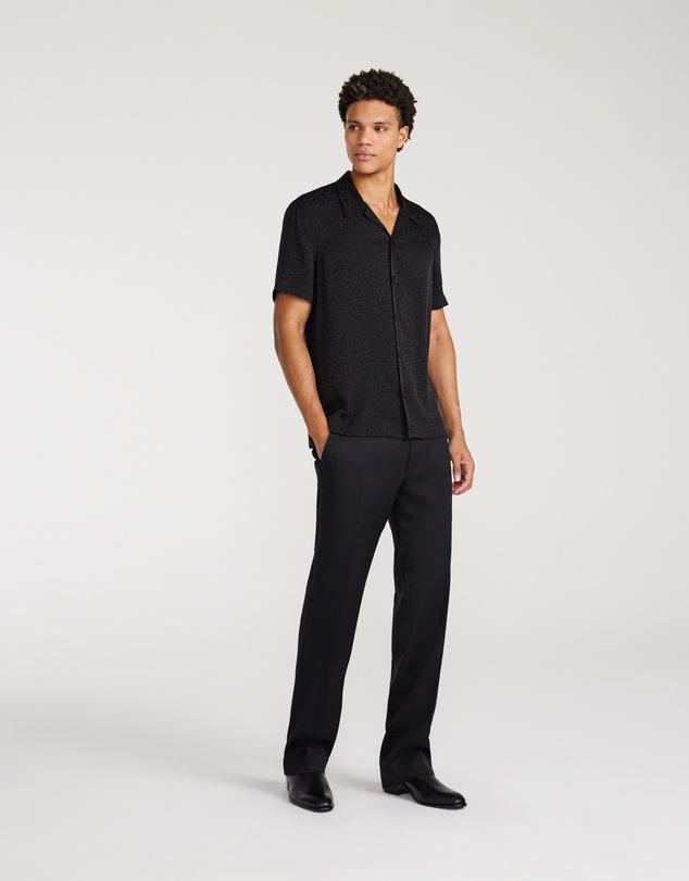 Calibre - Animal Jacquard Silk Short Sleeve Shirt Black