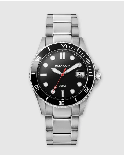 Maxum - Liberty Black Dial With Silver Tone Bracelet & Case