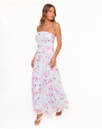 Petal & Pup - Vegas Strapless Maxi Dress - Blue Floral