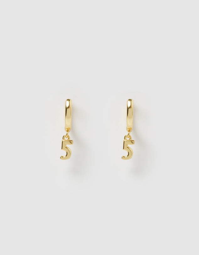 Izoa - Number 5 Huggie Earrings