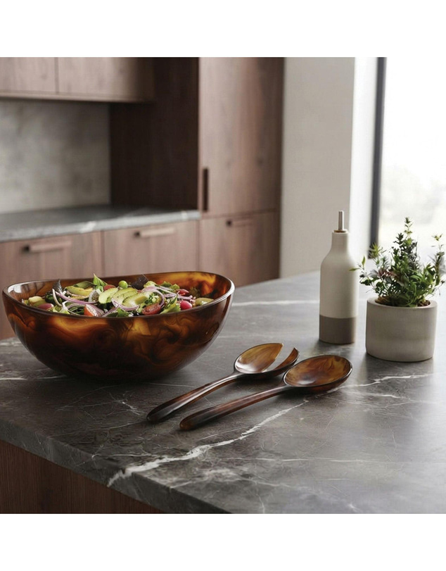 Urban Attitude - Urban Attitude RAQS Salad Bowl Height: 11.5cm, Width: 29.5cm, Length: 31cm - Dark Cocoa