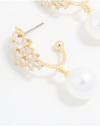 Lovisa - Gold Plated Cubic Zirconia & Pearl Hoop Earrings
