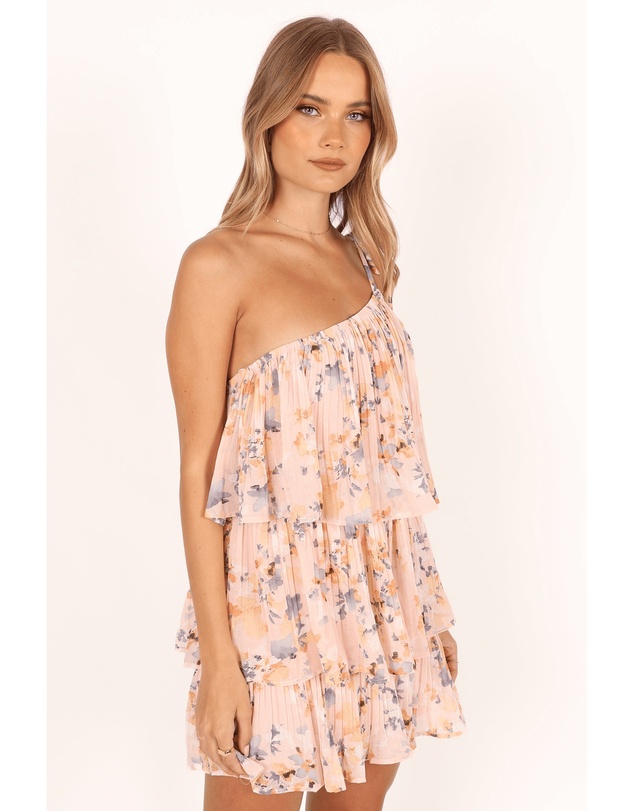 Petal & Pup - Loella One Shoulder Mini Dress - Pink Floral