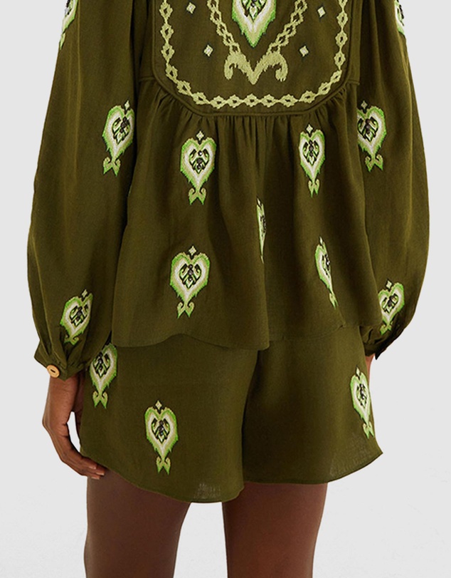 Farm Rio - Heart Tapestry Embroidered Shorts