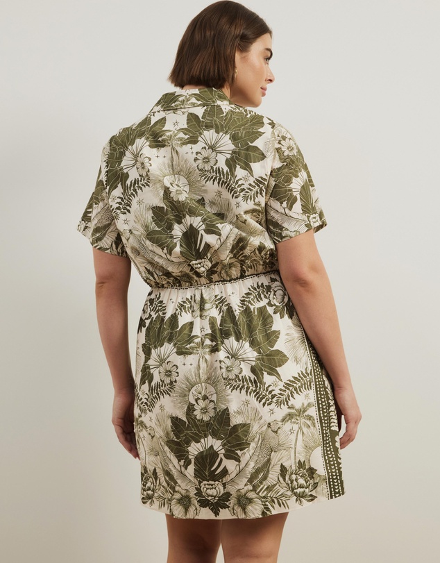 Atmos&Here Curvy - Remi Linen Blend Mini Shirt Dress