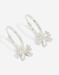 Lovisa - Sterling Silver Cubic Zirconia Bow Charm Huggie Earrings