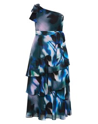 City Chic - Plus size Enchant Haze One Shoulder Maxi Dress - deep ocean