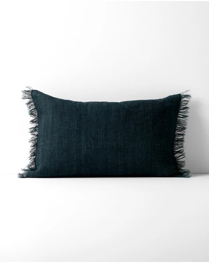 Aura Home - Vintage Linen Fringe Rectangle Cushion