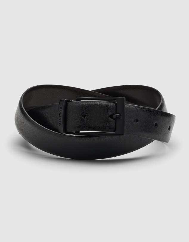 Politix - Pebble Grain Leather Dress Belt With Pin Buckle