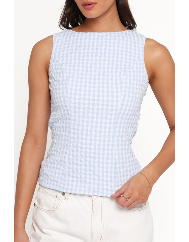 Petal & Pup - Brynn Tie Back Top - Blue Gingham