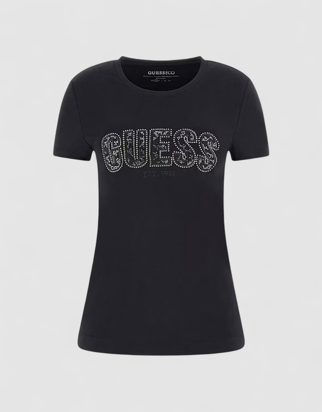 GUESS - Crew Neck Short Sleeve Logo Lace T-Shirt
