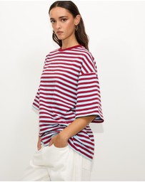 Dazie - Nostalgia Stripe Oversized Boyfriend Tee