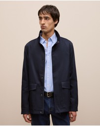 Trenery - Cotton Twill Zip Through Jacket in Navy
