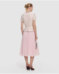 Self Portrait - Pink Sequin Boucle Tailored Midi Dress