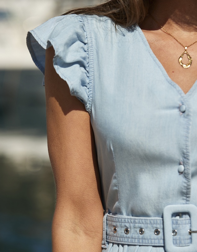 Sosandar - Ruffle Sleeve Tiered Hem Midi Dress