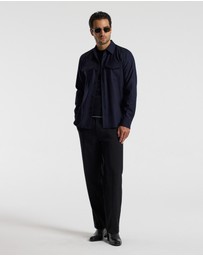 Calibre - Slim Wool Flannel Shirt Navy