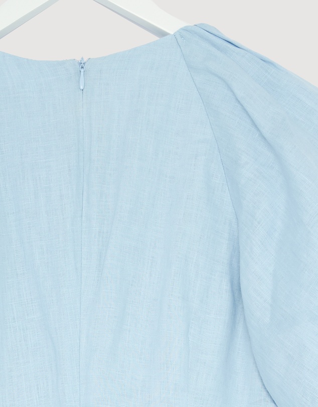 Revibe - Repaired AERE Imogen Linen Puff Sleeve Midi Dress - AU 12