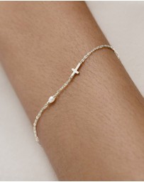 SAINT VALENTINE - Cross & Pearl Bracelet - Silver - ICONIC EXCLUSIVE