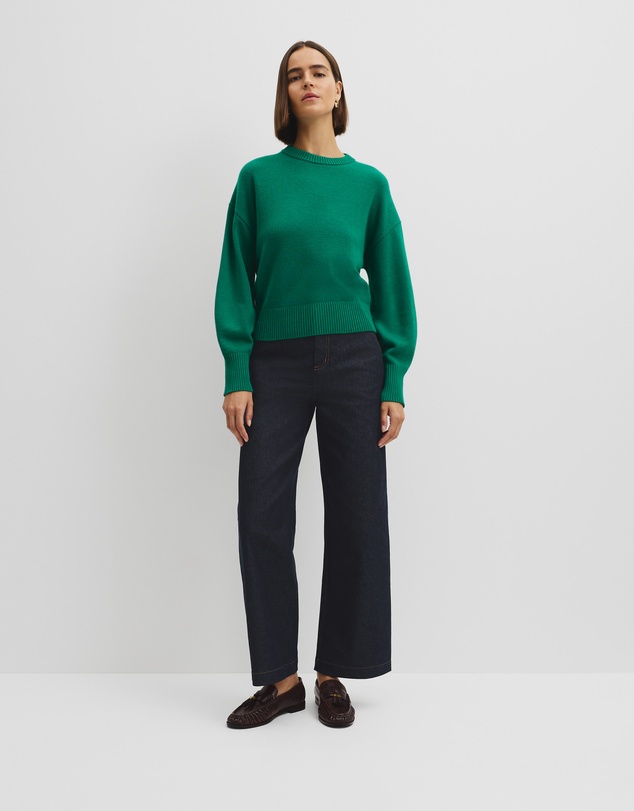 Country Road - Organically Grown Cotton Blend Crop Crew Neck Knit